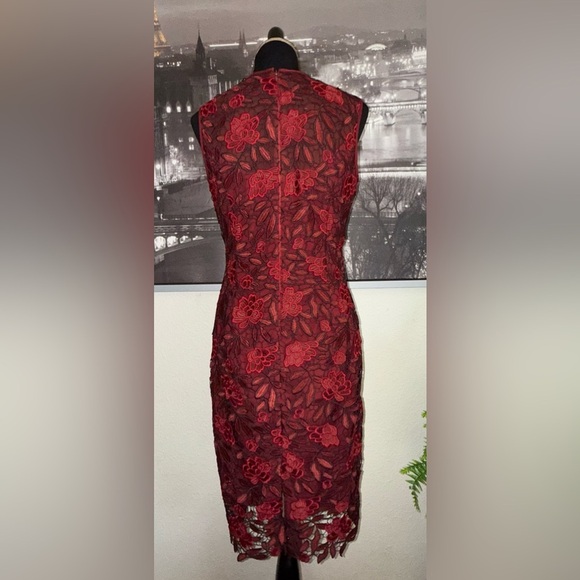White House Black Market NWOT Red Lace Sheath Dress Size 8 - Picture 4 of 7
